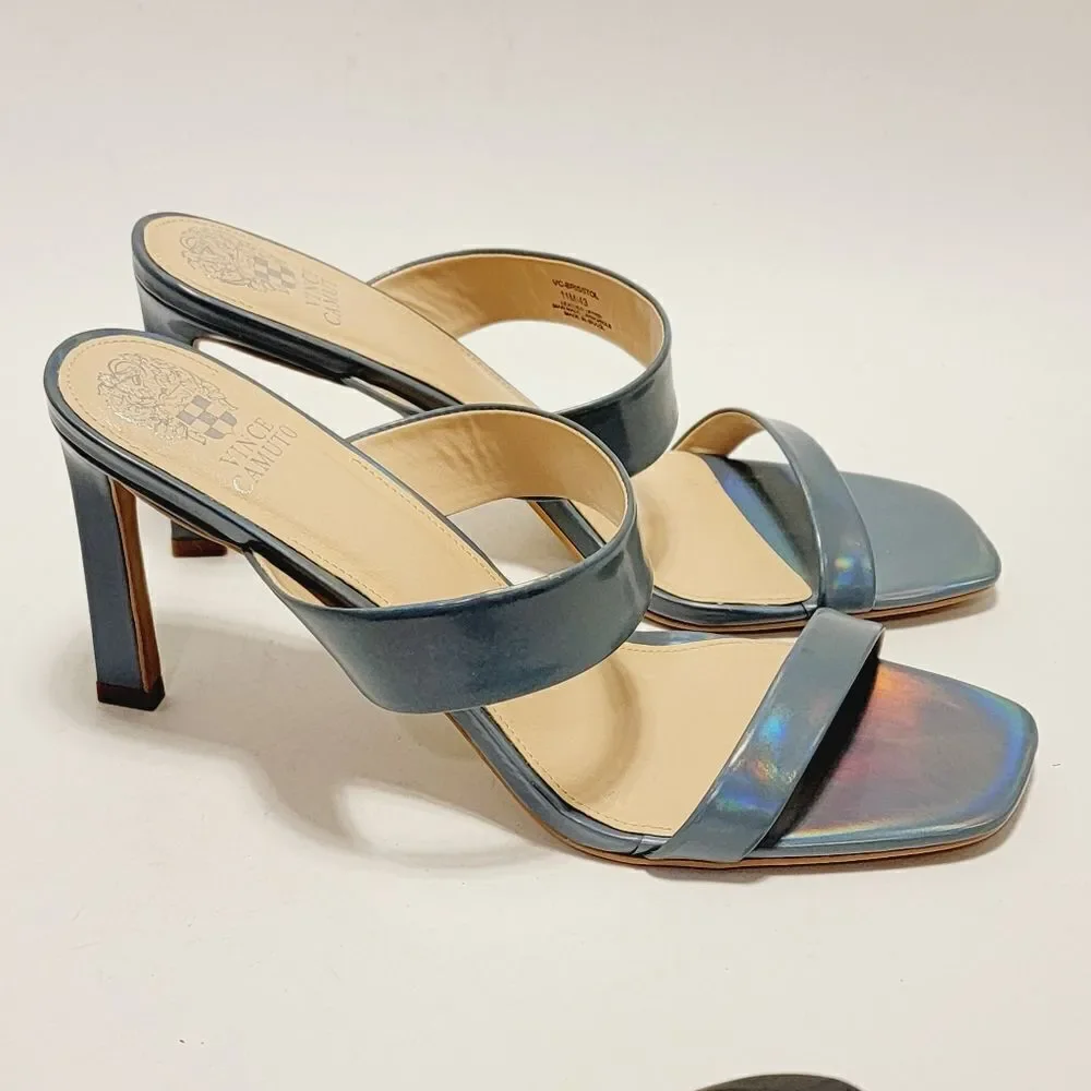 Vince Camuto Brisstol Strappy Square Toe Blue Iridescent Sandal Size 11 NEW